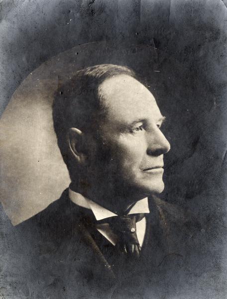 Portrait of inventor John F. Appleby. The Wisconsin inventor is credited with inventing a knotting mechanism that made twine grain binders possible in the late 1870s. The original caption reads: "John F. Appleby Inventor of Twine Binder."