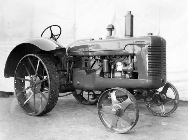 Engineering photograph of an experimental W-4 tractor. Three-quarter view towards front right.