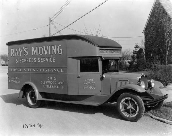 International A-2 truck owned by Ray's Moving & Express Service. This van was 1 1/2 tons and had a type B van body.
