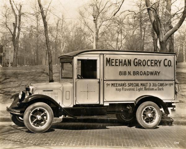 International Special Delivery grocery truck owned by Meehan Grocery Company.