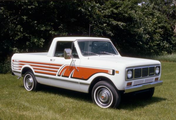 Color advertising photograph of a Scout Terra pickup truck.