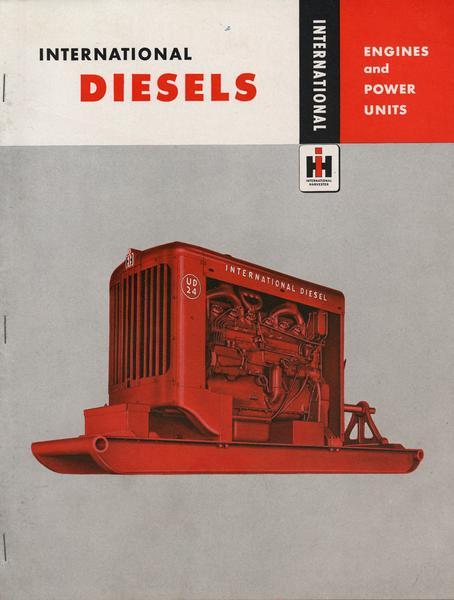 Cover of an advertising catalog for International diesel engines and power units.  The cover features a color illustration of an International diesel UD 24 power unit.