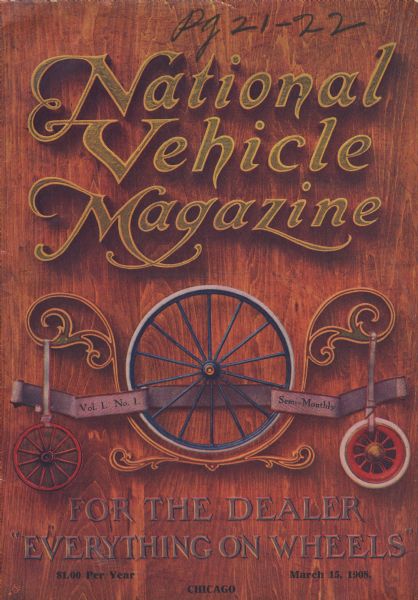 Cover of the <i>National Vehicle</i> magazine with the slogan: "Everything on Wheels".