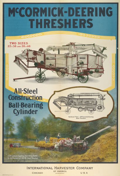 Advertising poster for the McCormick-Deering All-Steel stationary thresher.