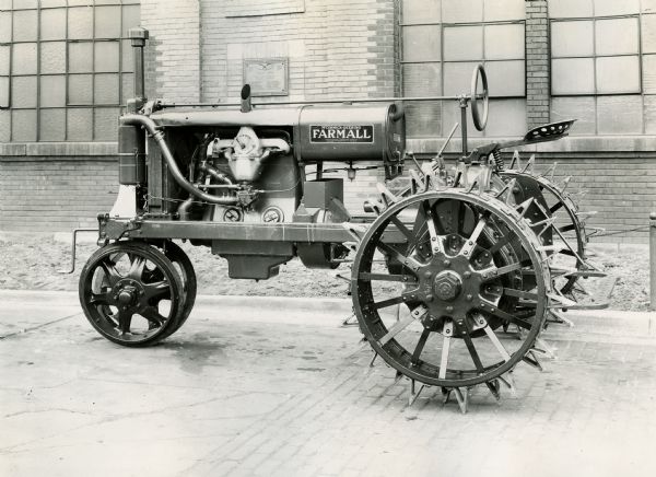 International Harvester engineering department photograph of an experimental Farmall tractor. The original caption reads: "15-30 Farmall Tractor (redesigned) - left side view."