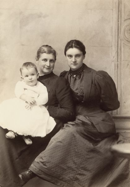 Family portrait of (L to R), Emmons Blaine, Jr. (1890-1918), Nettie Fowler McCormick (1835-1923), and Anita McCormick Blaine (1866-1954).