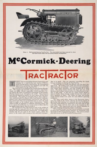 Advertising poster for the McCormick-Deering TracTracTor (crawler tractor).