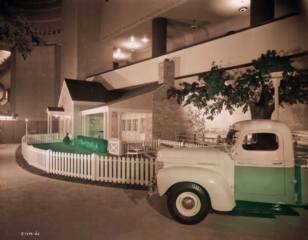 Ranch house and an International pickup truck in the Harvester Farm exhibit at the Museum of Science and Industry in Chicago.