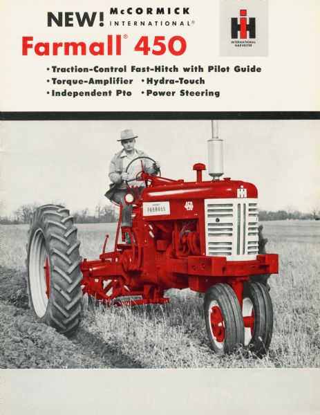 Advertising brochure for Farmall 450 tractors featuring color illustration.