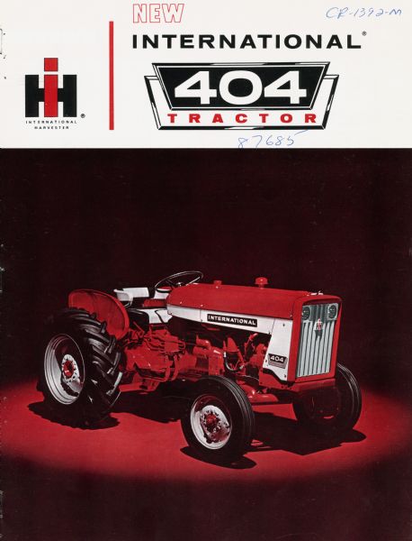Advertising brochure for International 404 tractors featuring color illustration of tractor.