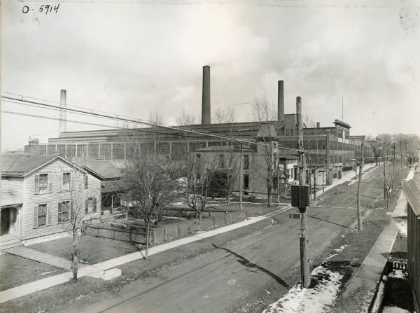 Elevated view of International Harvester's Osborne Works factory (later known as "Auburn Works") and the surrounding neighborhood.