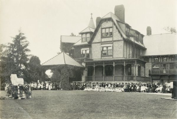 "Kildare", home of Mary Virginia McCormick. A large crowd is gathered on the lawn in front of the house, possibly as part of a birthday celebration for Mary Virginia.