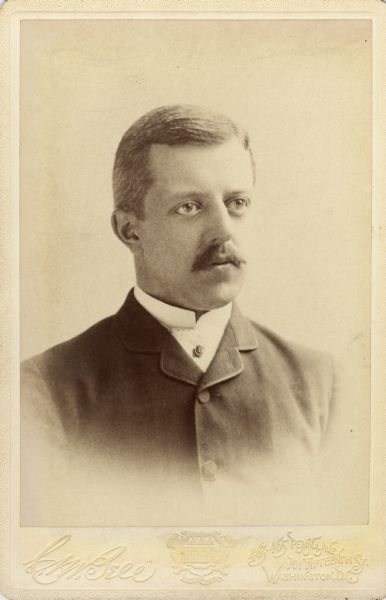 Vignetted quarter-length carte-de-visite of Emmons Blaine (1857-1892), who married Anita McCormick Blaine in 1889.