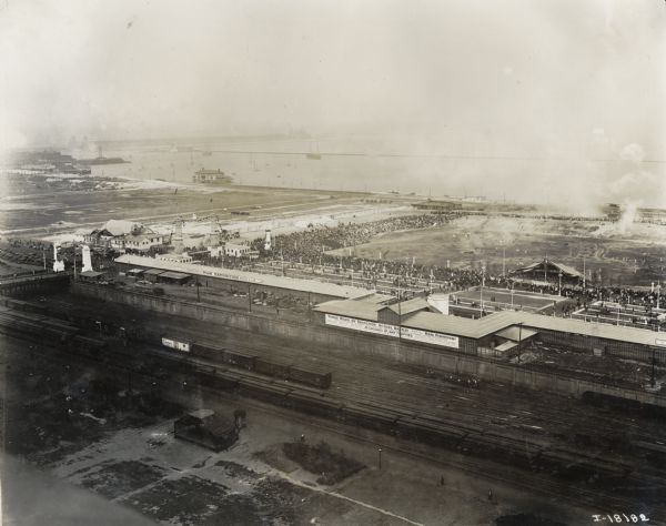 Elevated view of the U.S. Government War Exposition grounds at Grant Park.