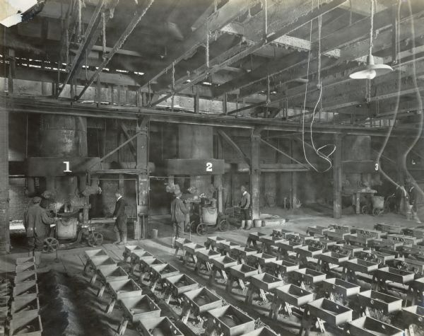 Workers and casting molds at the Chattanooga Plow Works. The factory was originally operated by the Chattanooga Plow Company.