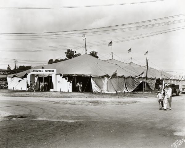 Exterior of the International Harvester Company tent at the Wisconsin State Fair.