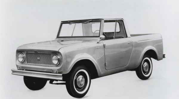 Promotional photograph of an all-purpose International Harvester Scout automobile against a white background.