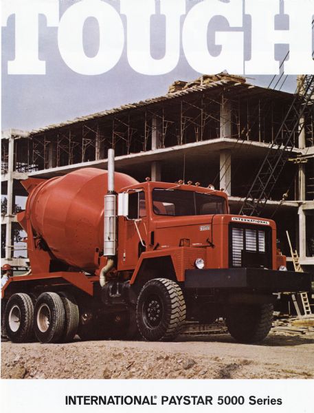 Cover of a brochure advertising International's Paystar 5000 series of heavy-duty trucks. Features color photograph of a dump truck on a construction site.