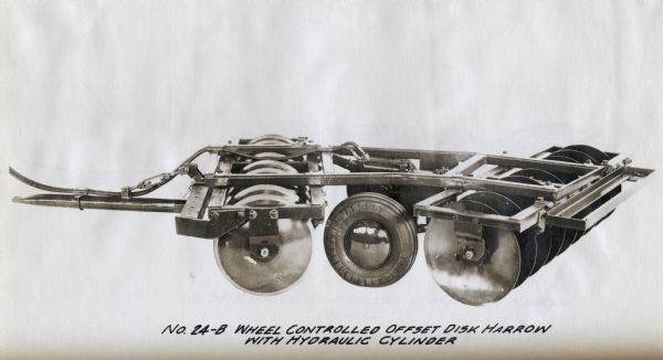 Illustration of a 24-B wheel controlled offset disk harrow.