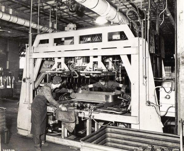 Factory workers in the cab sill assembly section of International Harvester's Springfield Works.