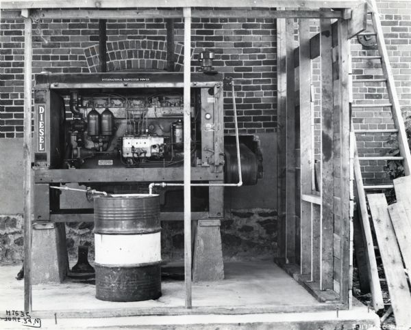 International PD-80 generator in use at the Lake Scugog Milling Company in Port Perry, Ontario, Canada. The company was owned by Arthur Waridel of Saskatchewan.