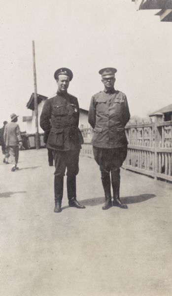 Colonel Hurd and Colonel Michie, probably at a train station near Irkutsk.