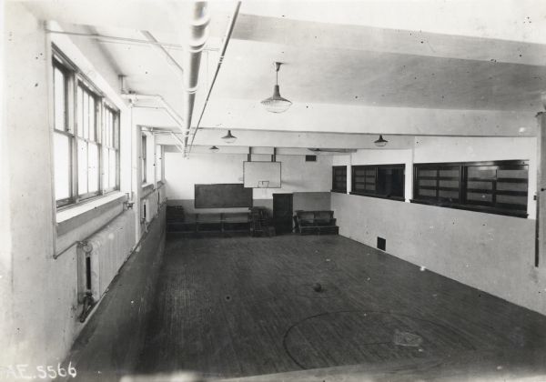 Interior view of the gymnasium at Orange Township Consolidated School.