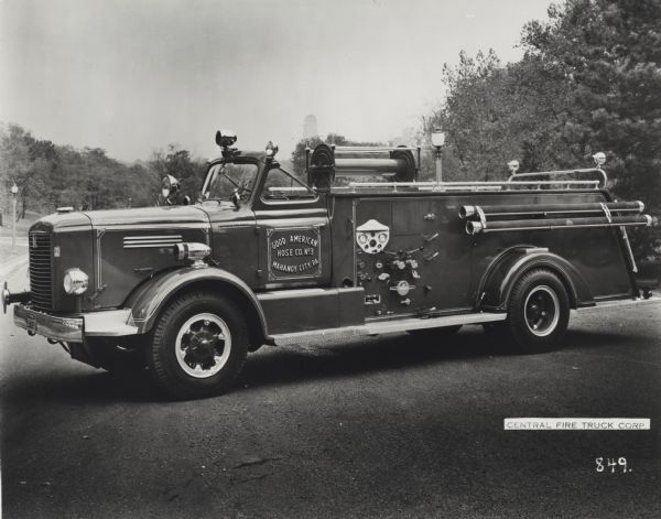 International fire truck used by the "Good American Hose Co. No. 3."