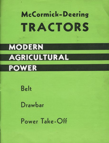 Cover of an advertising catalog for McCormick-Deering tractors.