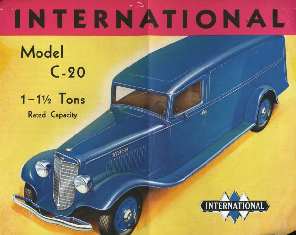 Cover of an advertising brochure for the International 1-1 1/2 Ton Model C-20 truck.