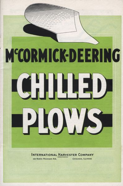 Cover of an advertising brochure for McCormick-Deering chilled plows.