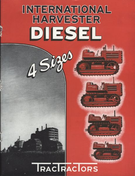 Cover of an advertising catalog for International diesel TracTracTors (crawler tractors), featuring color illustrations of the TD-6, TD-9, TD-14 and TD-18.
