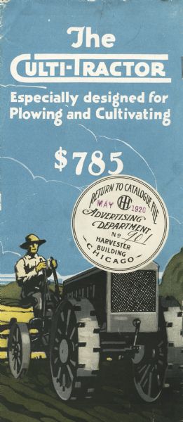 Cover of a pamphlet produced by the United Tractors Company Incorporated to advertise the Culti-Tractor at a price of $785.