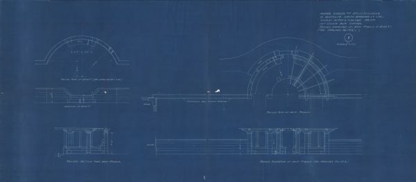 Blueprint of the formal garden for Stanley McCormick's Riven Rock estate at El Montecito, Santa Barbara, California. The blueprint was created by Shepley, Rutan & Coolidge, and shows revised drawings of the West Pa[er]goda and Gate "Y".