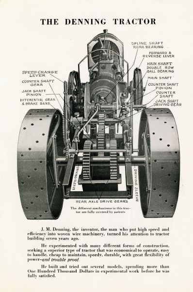 Labeled diagram of the Denning tractor.