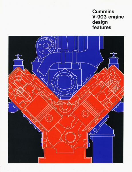 Front cover of a pamphlet describing the Cummins V-903 engine's design features.