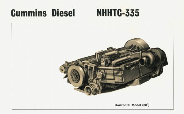 Illustration of the Cummins diesel NHHTC-335 engine.