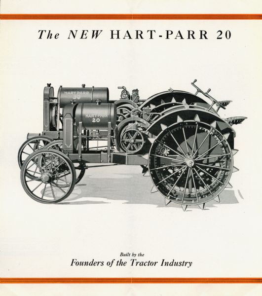 Advertisement for the Hart-Parr 20 tractor featuring a side view illustration of the machine and text which reads: "Built by the Founders of the Tractor Industry."