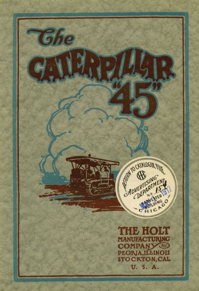 Front cover of a booklet advertising the Caterpillar 45 tractor.