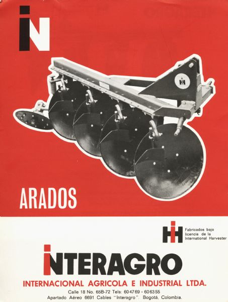 Spanish language advertisement for International Harvester plows or harrows.