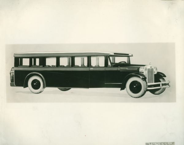 Drawing of a mid-1920s International Harvester Bus. This drawing was possibly used for advertising and catalogs for the International Harvester Company.
