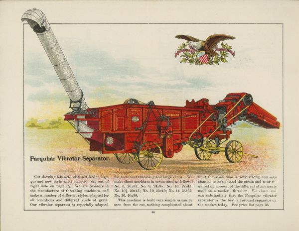 Catalog page with an color illustration and description of the Farquhar Vibrator Separator.