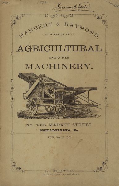 Catalog cover featuring an illustration of a separator and blank space for dealer information.
