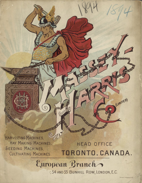 Front cover featuring a color illustration of a man forging a chain on an anvil. He is wearing a winged helmet with the word "Progress" on the front. The chain is wrapped around the company logo.