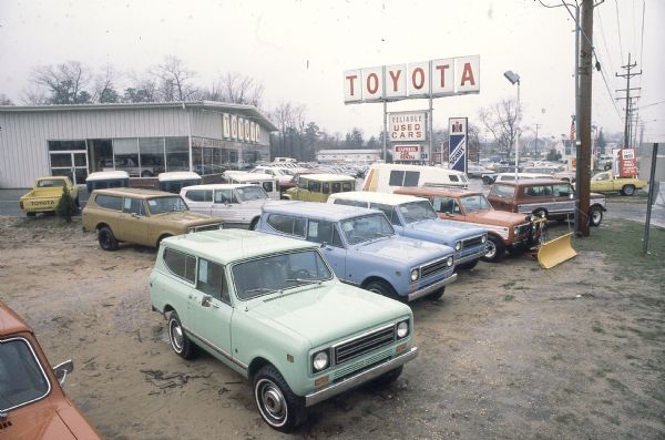 Scouts parked outdoors at a Toyota Dealership,
