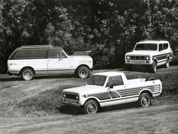 International Scout Family. Various Scout options pictured in outdoor staged shot. TF-1301.