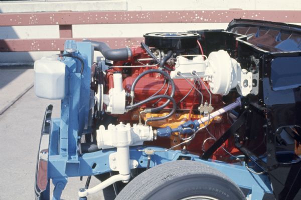 Close-up of engine of Scout.