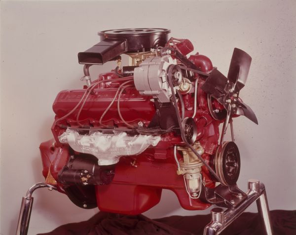 V-304 engine for Scout 800A photographed in front of a white seamless background.