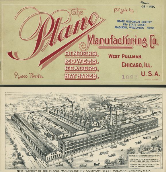 Front cover and inside cover. Inside cover features a bird's-eye view of the factory.