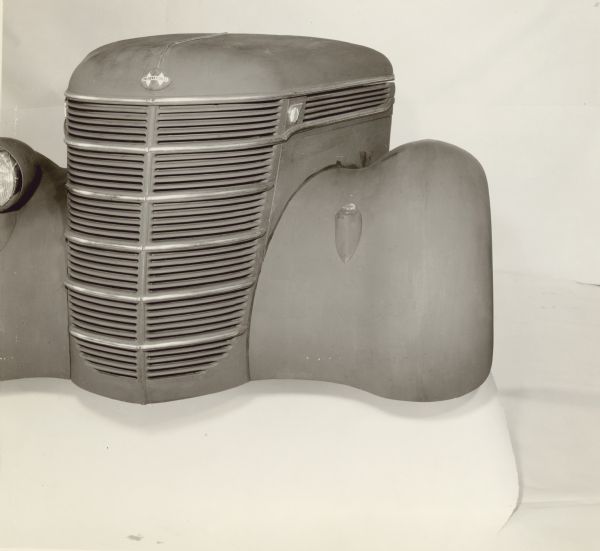 Front end view of a clay mock-up styling study for a 1937 D-30 1 1/2 ton.